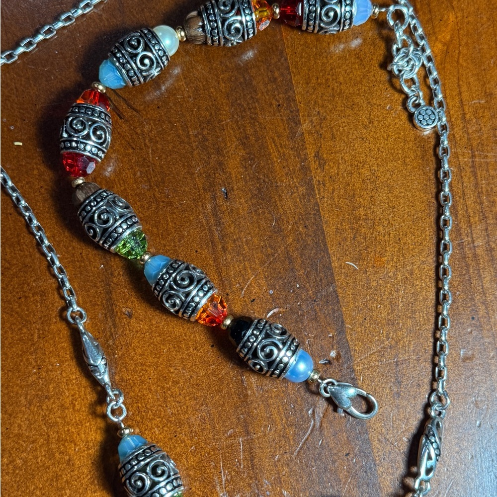 Brighton Multicolor Beaded Silver Set Necklace An… - image 3